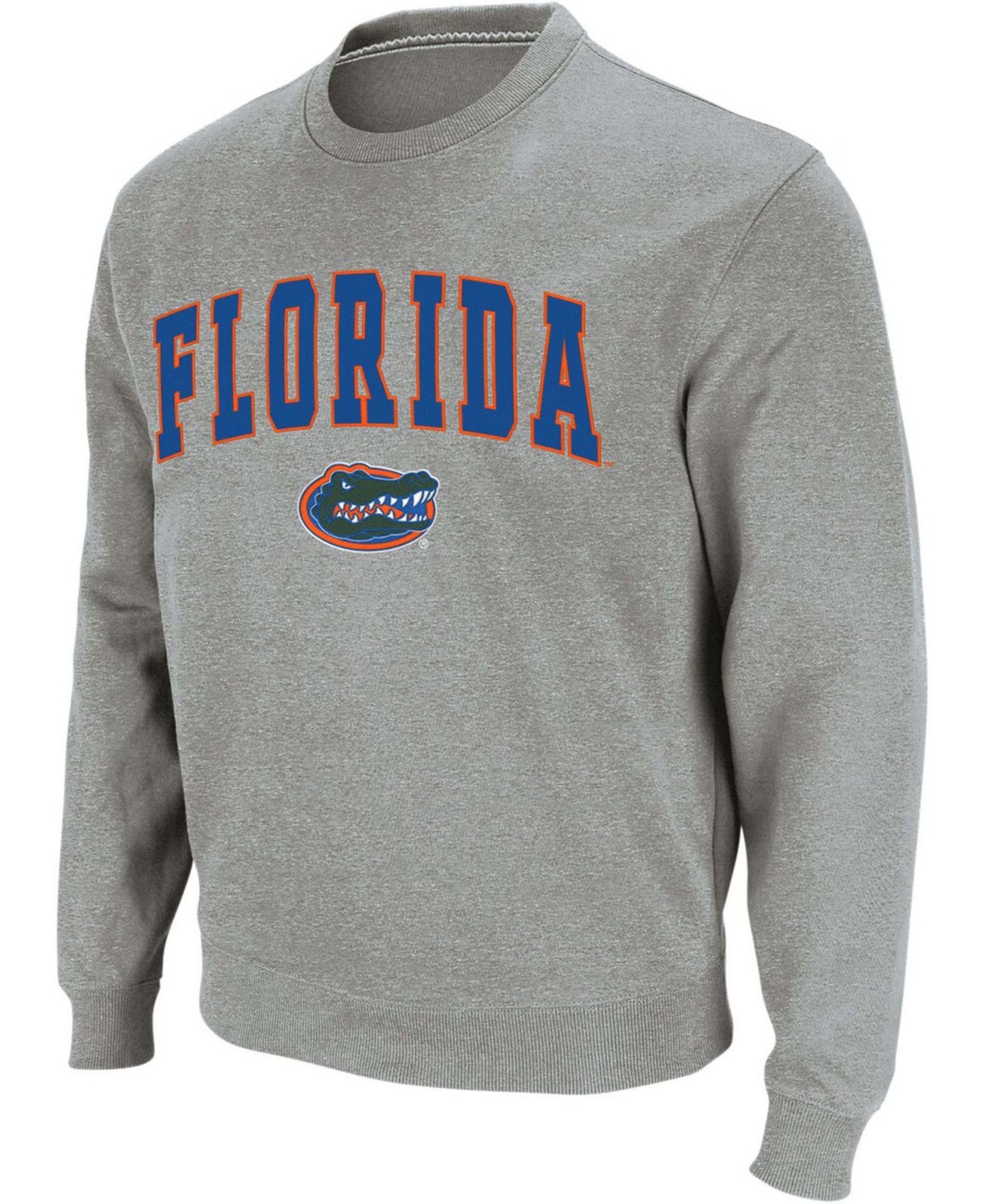 Colosseum Men's Heathered Gray Florida Gators Arch Logo Crew Neck Sweatshirt
