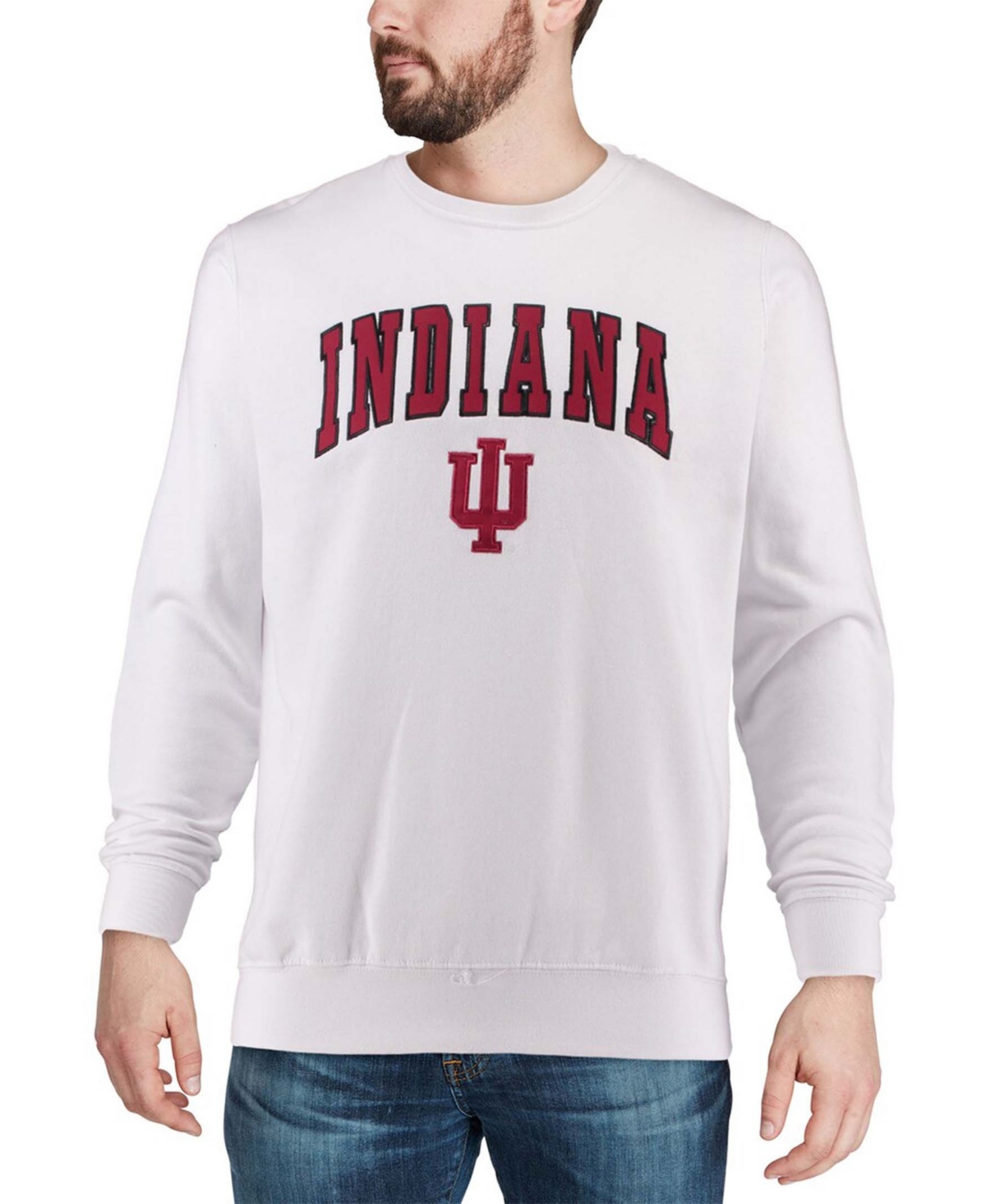 Shop Colosseum Men's White Indiana Hoosiers Arch Logo Crew Neck Sweatshirt