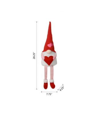 28.25" Fabric Valentine's Gnome Shelf Sitter with Dangling Legs
