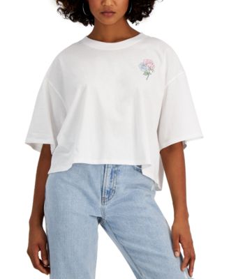 Pretty Rebellious - Juniors' Peace Rose Graphic T-Shirt