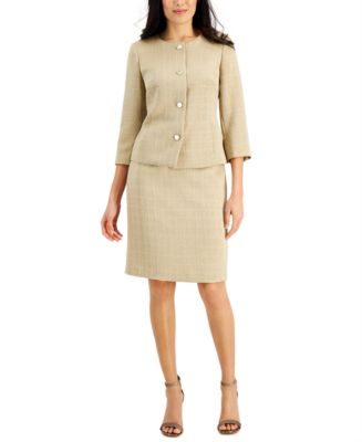 Le Suit Collarless Skirt Suit - Macy's