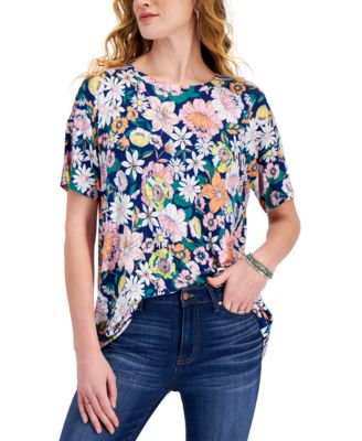 Style & Co - Stamp Bandana Drapey Top