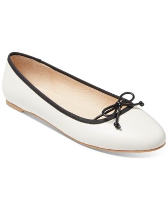 JACK ROGERS Womens White Glitter Padded Bow Accent Glitter Serena Round Toe Slip On Ballet Flats M