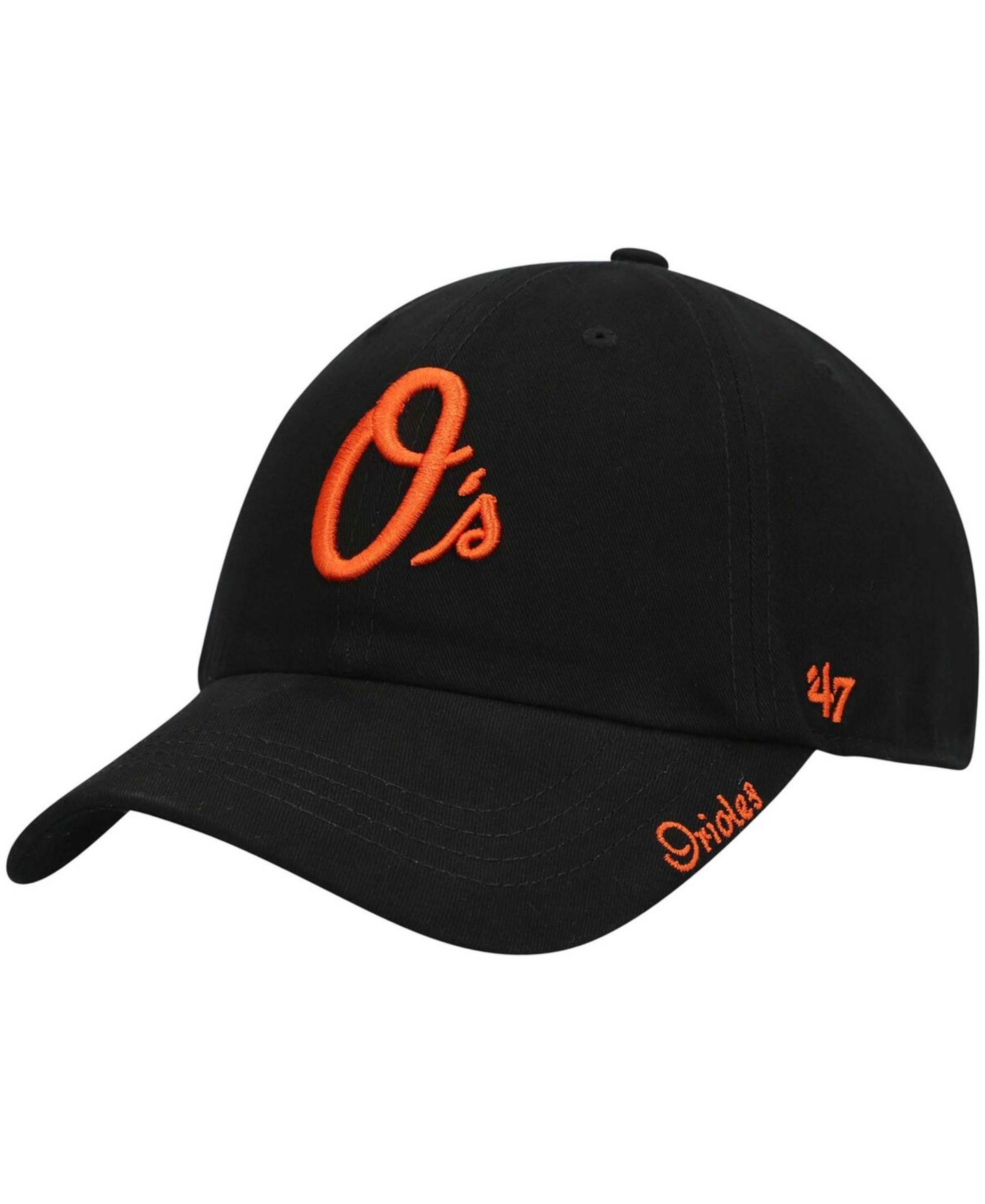 Женская кепка '47 Brand Black Baltimore Orioles Team Miata Clean Up Adjustable Hat — фото 2