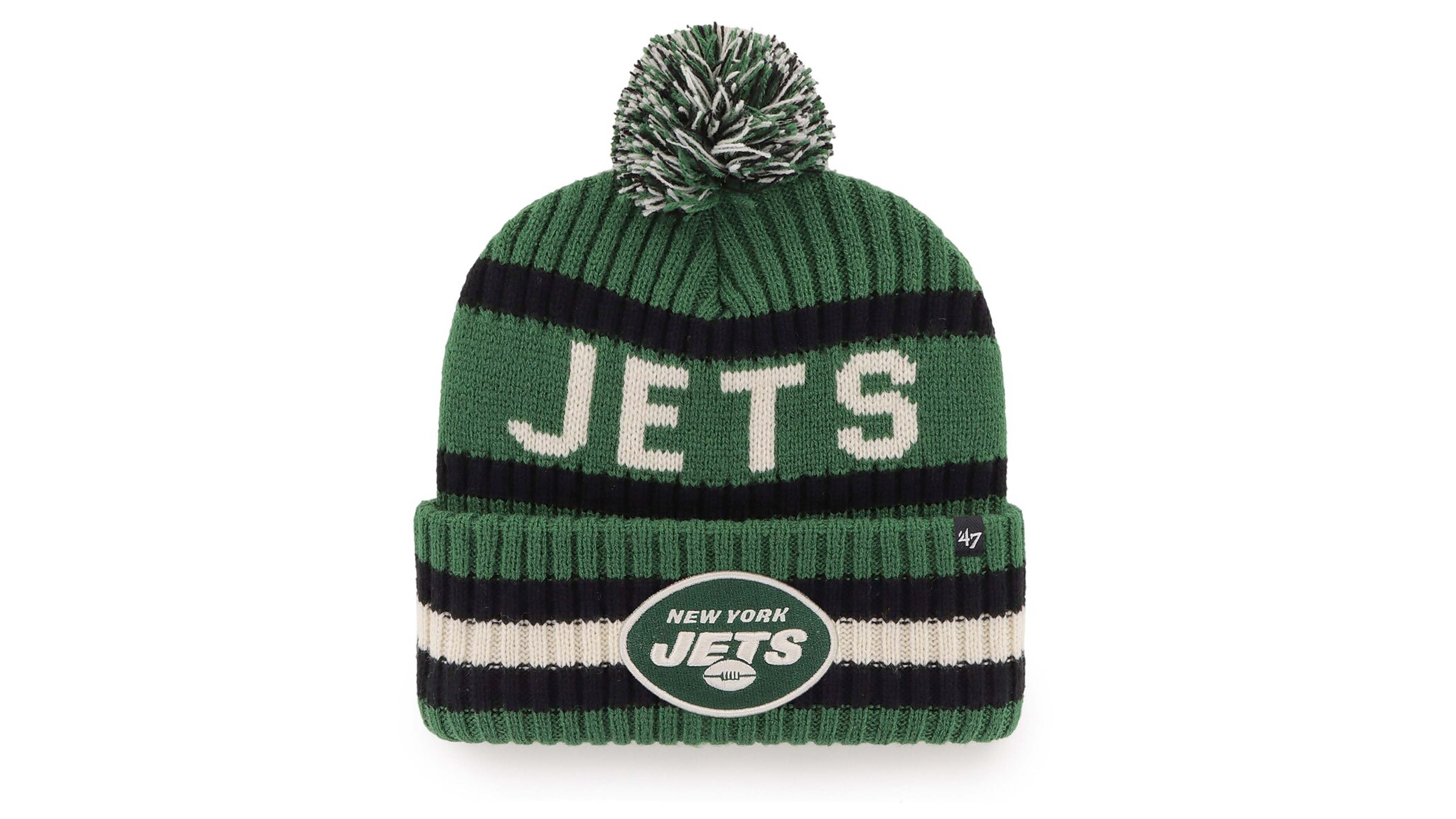 Men's Green New York Jets Bering Cuff Pom Knit Hat