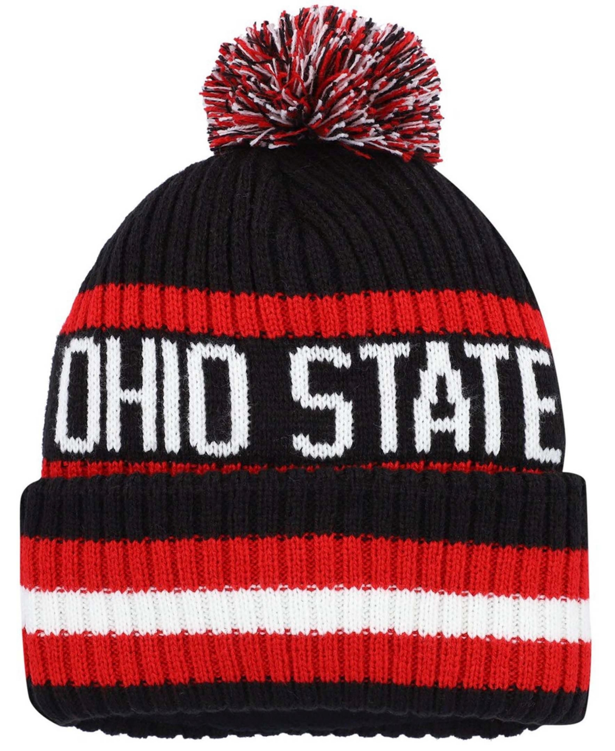 47 Brand Men s Black Ohio State Buckeyes Bering Cuffed Knit Hat with Pom Black Smart Closet
