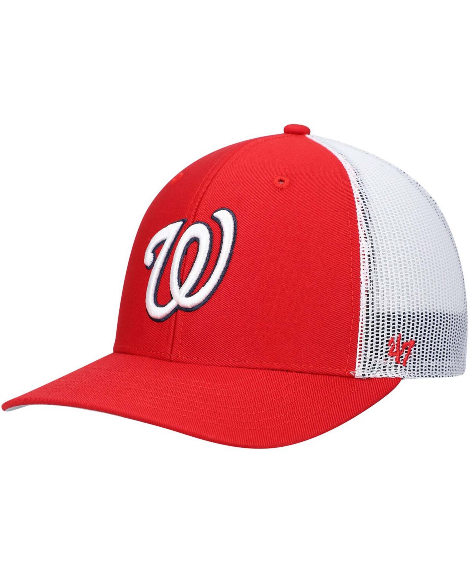 Men's Red, White Washington Nationals Primary Logo Trucker Snapback Hat