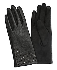 Women's Vegan Leather Stud Touchscreen Gloves