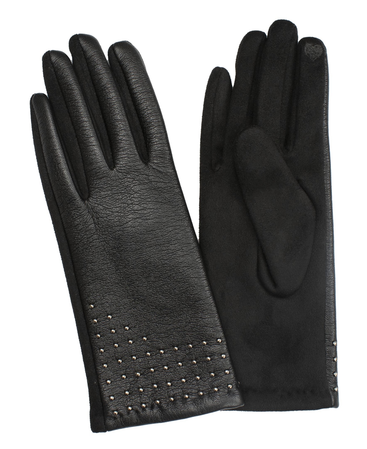 Marcus Adler Women's Vegan Leather Stud Touchscreen Gloves In Black