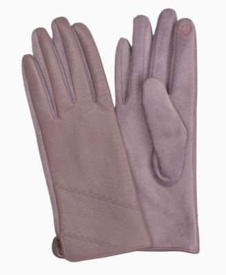 Women's Vegan Leather Stitched Touchscreen Gloves