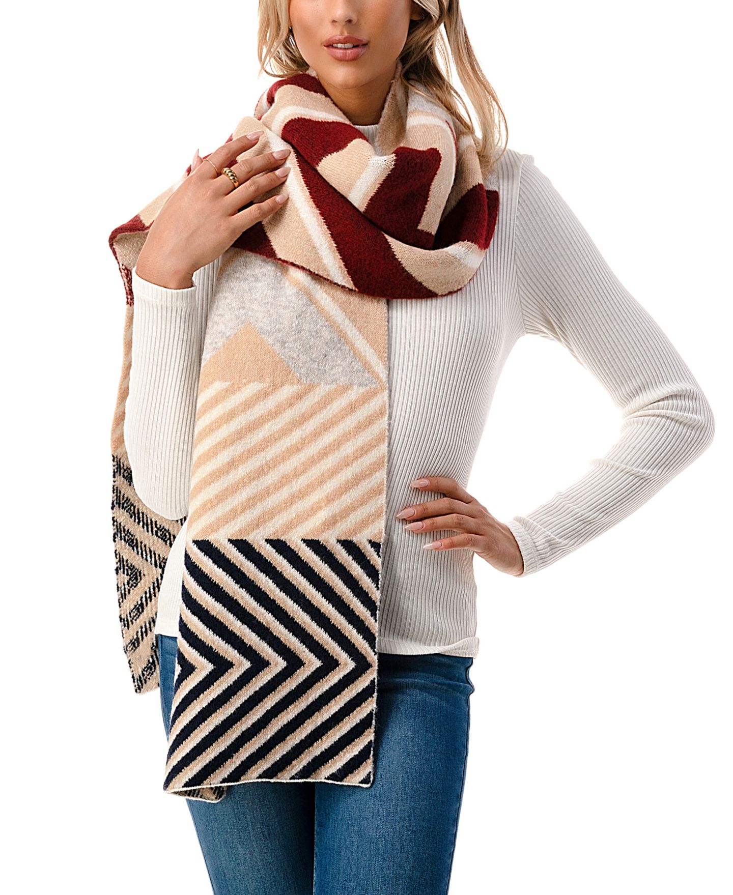 Женский шарф Marcus Adler Ultra Soft Plush Chevron, цвет: Бордовый — фото 1
