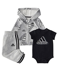 Baby Boys Allover Print Fleece Hoodie, T-shirt and Joggers Set, 3 Piece
