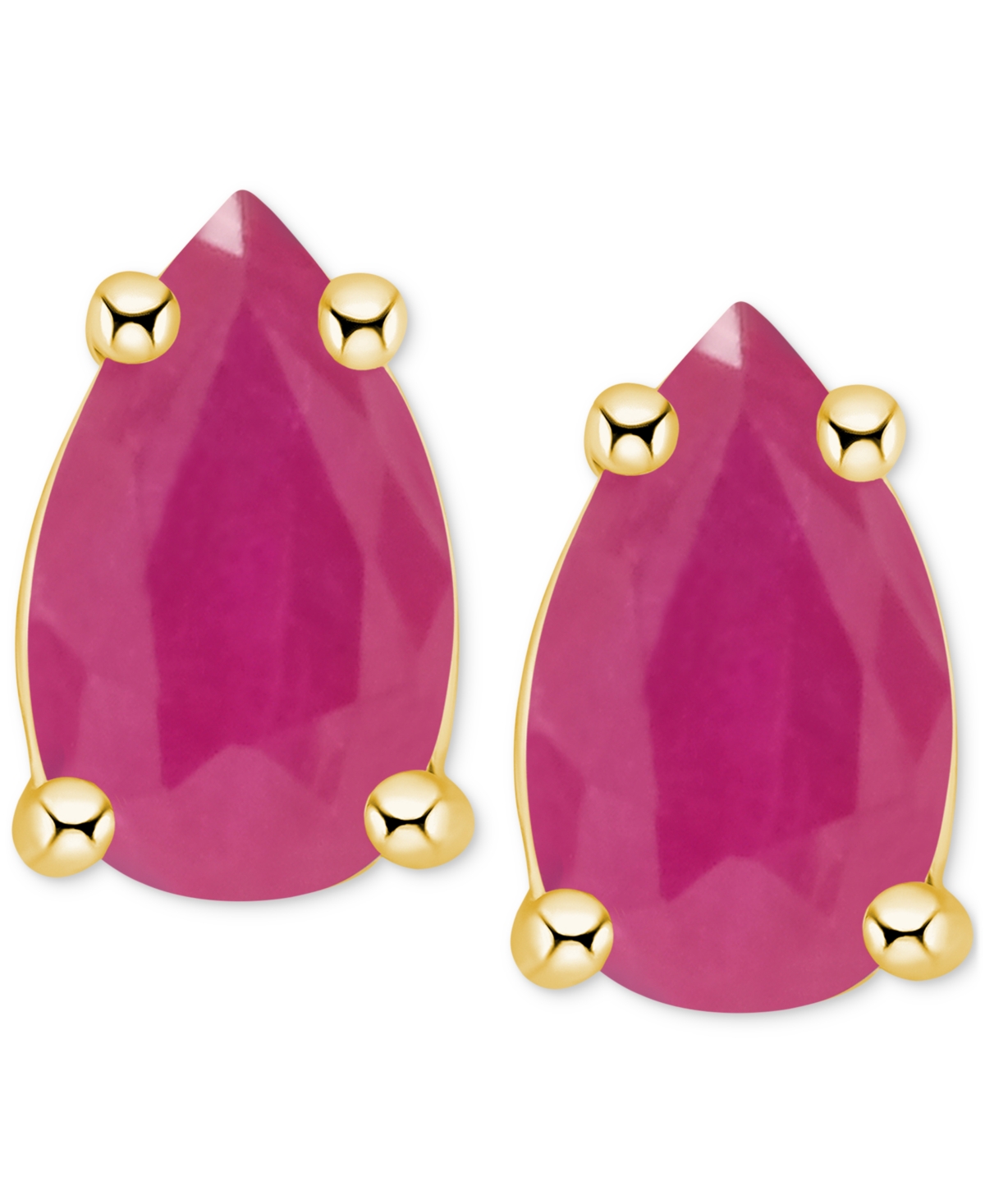 Macy's Tanzanite Pear-shape Stud Earrings (3/8 Ct. T.w.) In 14k Gold (also In Emerald, Ruby & Sapphire) In Red
