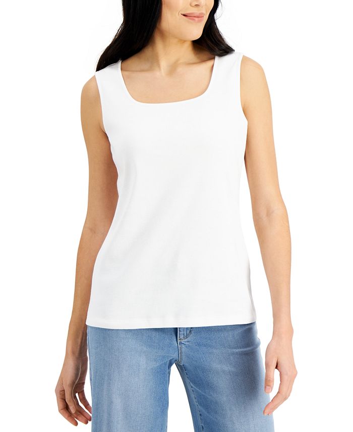 Karen Scott Square Neck Cotton Tank Top Created for Macy s Macy s