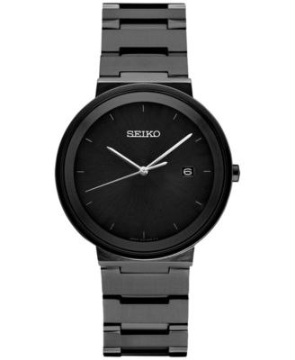 Seiko Men's Essentials Black Ion Finish Stainless Steel Bracelet Watch ...