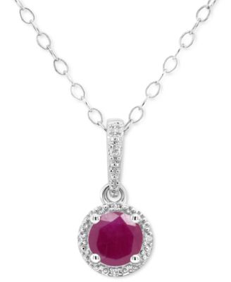 Sapphire (5/8 ct. t.w.) & Diamond Accent Solitaire 18" Pendant Necklace in Sterling Silver (Also in Emerald & Ruby)