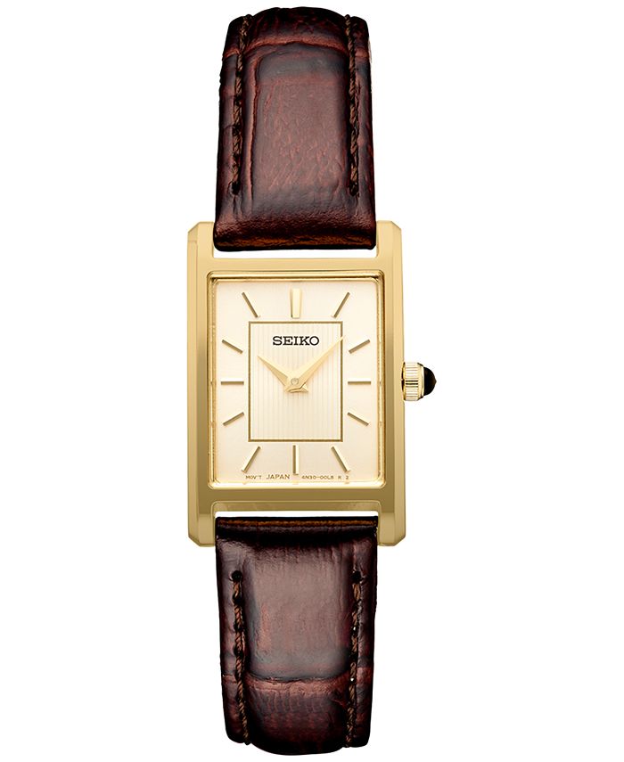 inch Repaste variabel Seiko Women's Essentials Brown Leather Strap Watch 19mm - Macy's