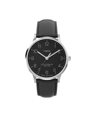 Timex Men s Waterbury Black Leather Strap Watch 40 mm Macy s