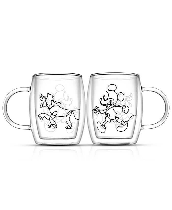 JoyJolt Disney Mickey and Pluto Espresso Mugs Set, 2 Piece - Macy's