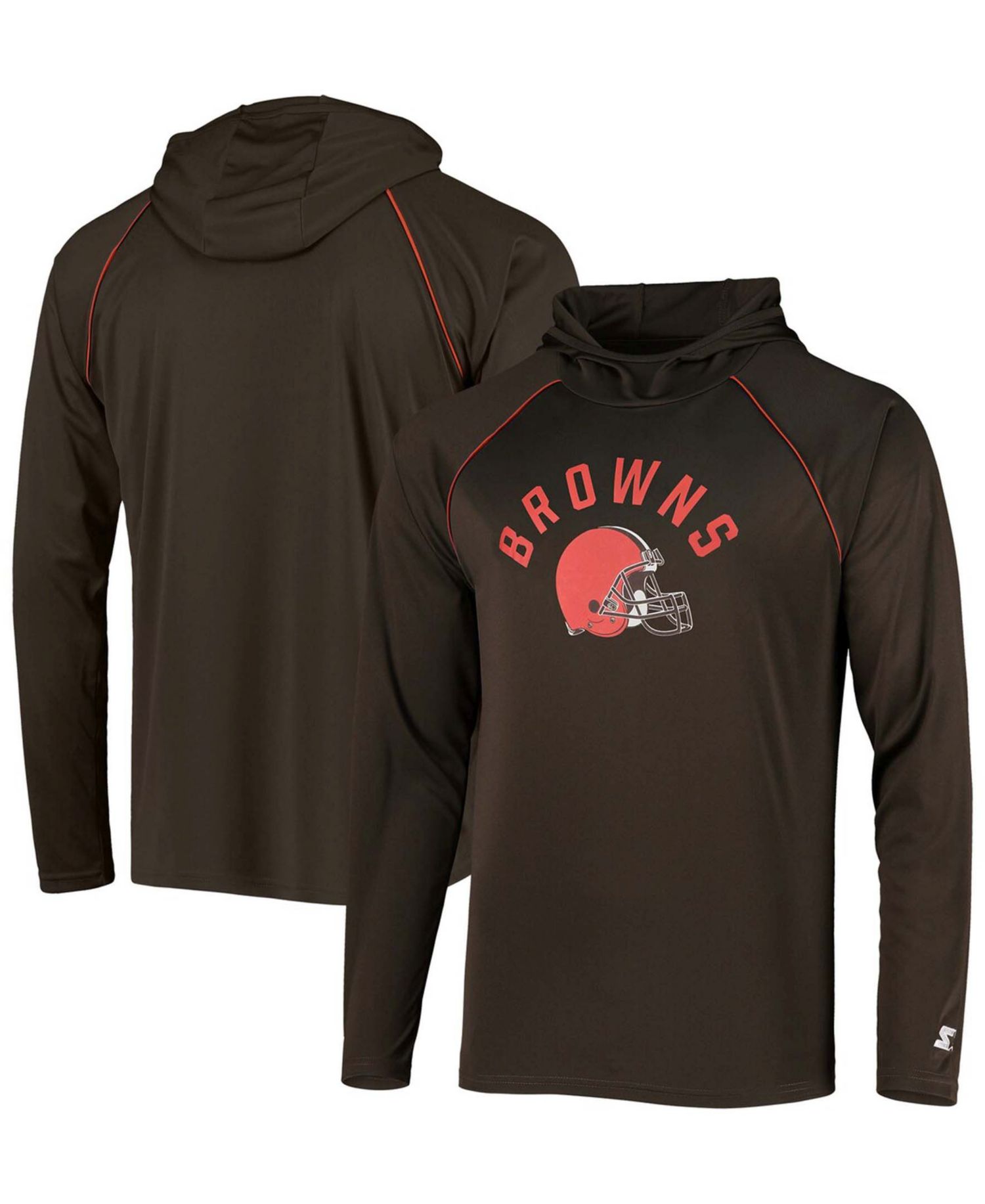 Men's Brown Cleveland Browns Raglan Long Sleeve Hoodie T-shirt