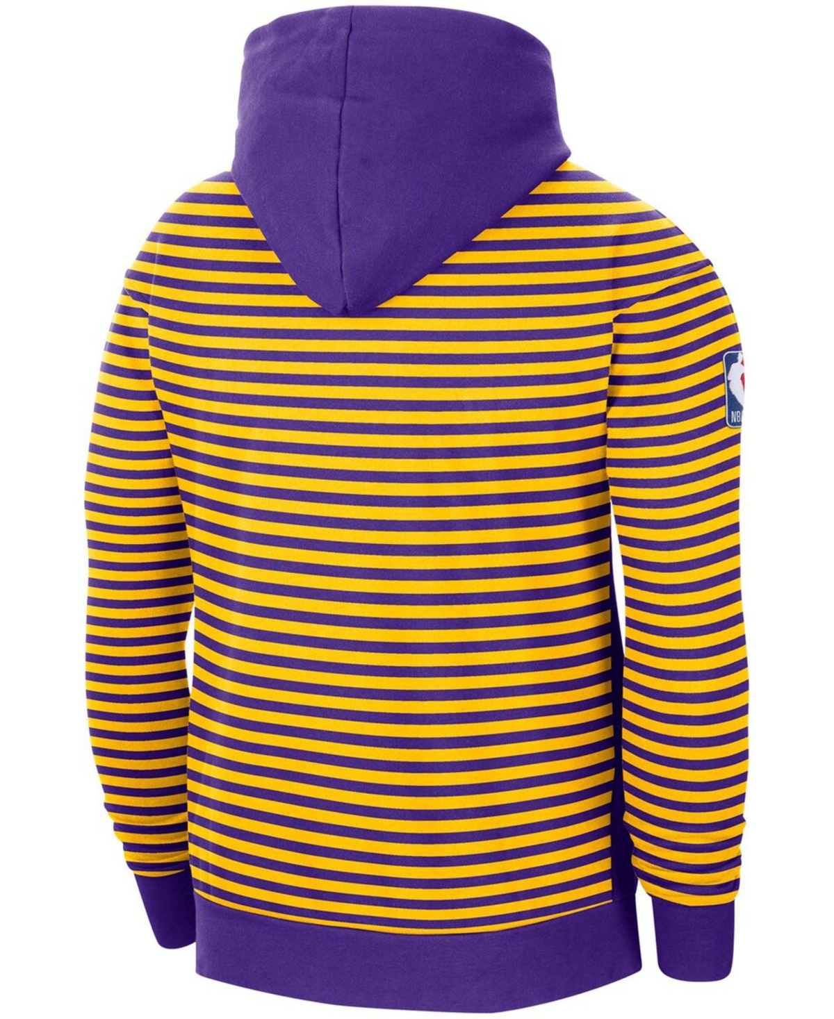 Shop Nike Men's Gold-tone, Purple Los Angeles Lakers 75th Anniversary Courtside Striped Pullover Hoodie In Gold-tone,purple