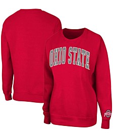Women's Scarlet Ohio State Buckeyes Campanile Pullover Sweatshirt