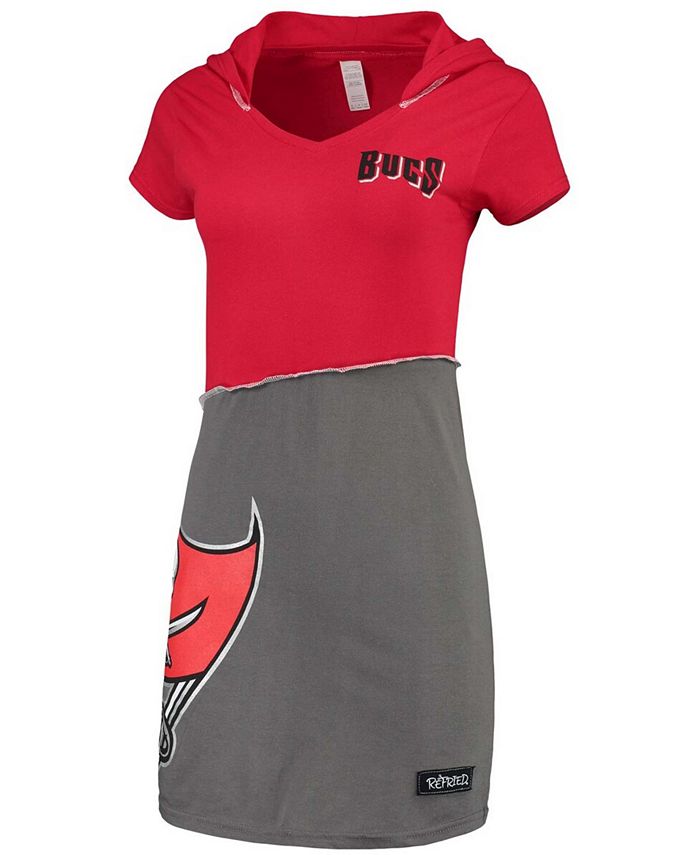 Refried Apparel Women's Red and Pewter Tampa Bay Buccaneers Hooded Mini  Dress - Macy's