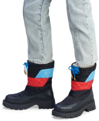 Coach Puffer Snow Boot Size 7 in Navy Signature | eBay Coach Velcro Puffer Boots Size 11 display picture 1