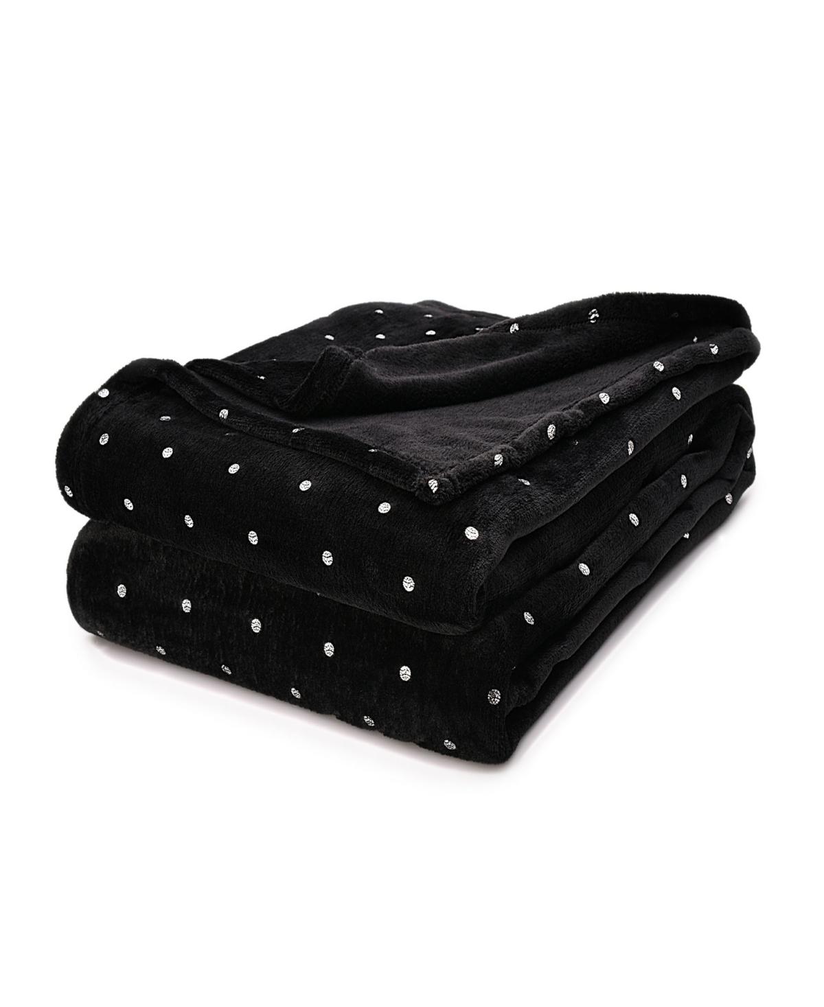 Superior Ultra -plush Polka Dot Fleece Blanket, Full/queen In Black
