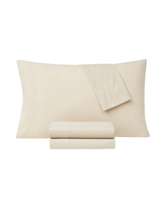 Frye Cotton Linen Blend 4 Piece Sheet Set - Beige - Queen