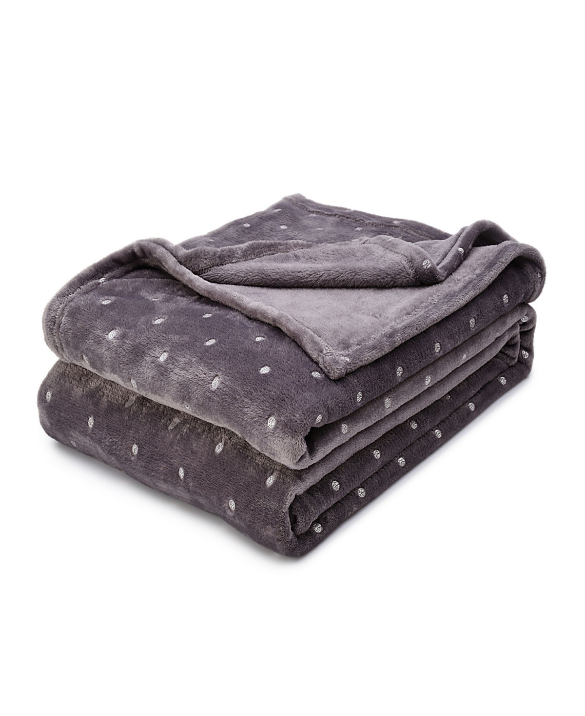 Superior Ultra -plush Polka Dot Fleece Blanket, Full/queen In Gray