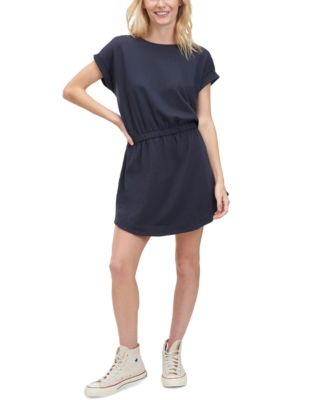 womens blue linen dress