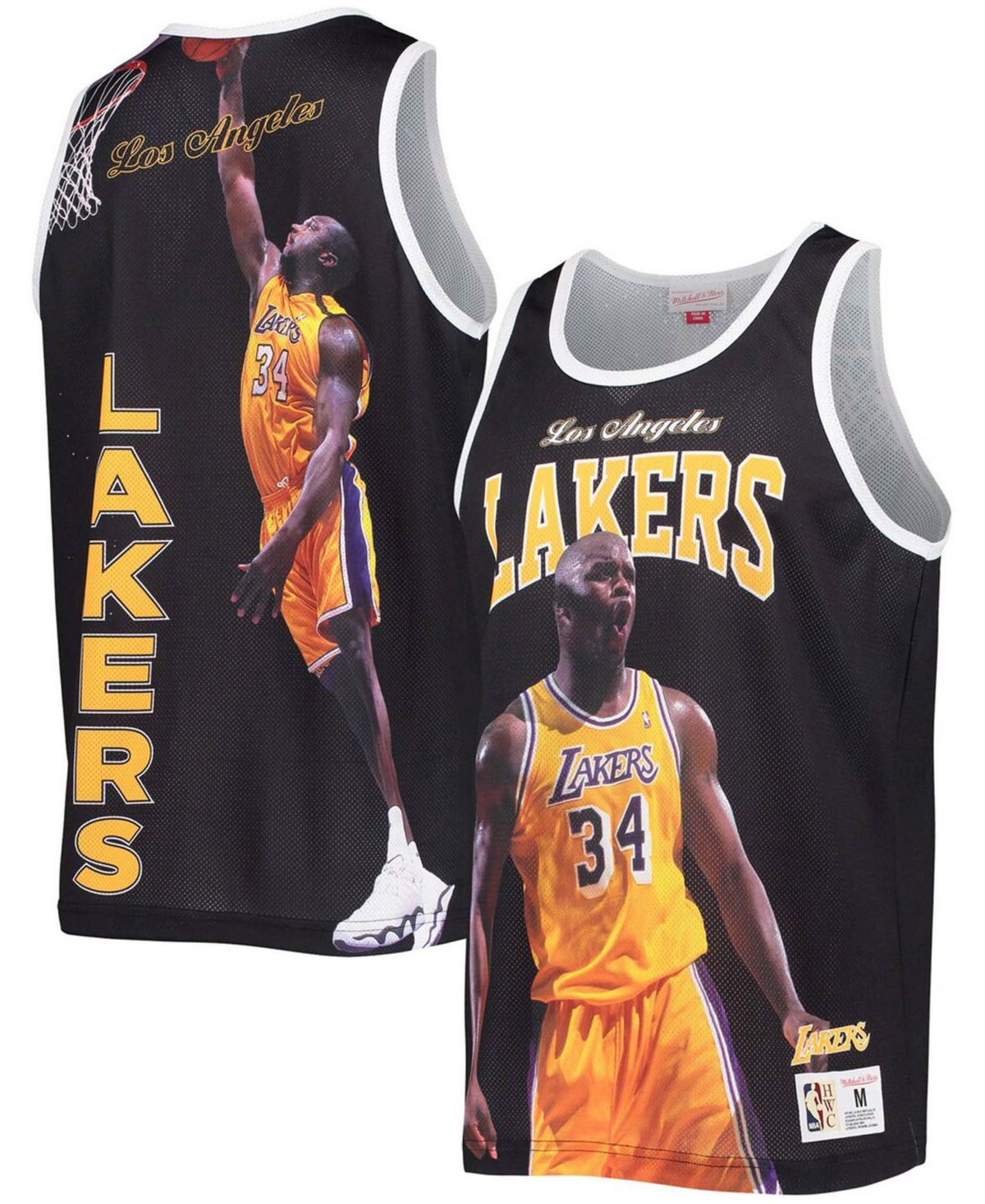 Mitchell & Ness Men's Shaquille O'neal Black Los Angeles Lakers Hardwood Classics Player Tank Top In Black