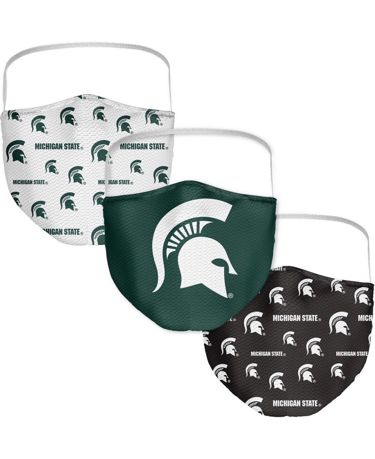 Multi Adult Michigan State Spartans All Over Logo Face Covering 3-Pack - Multi