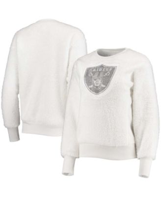 Women's White Las Vegas Raiders Milestone Tracker Pullover Sweatshirt