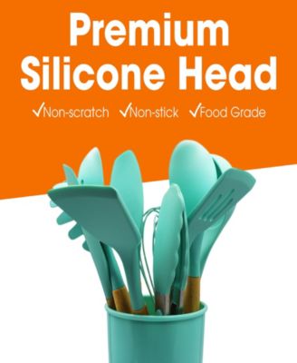 Silicone Spatula with Wooden Handles Set, 11 Pieces