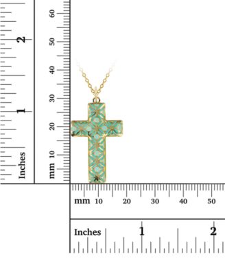 Enamel Cross Overlay 18" Pendant Necklace in 14k Gold