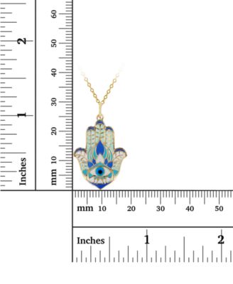 Enamel Evil Eye Hamsa Hand 18 Pendant Necklace in 14k Gold