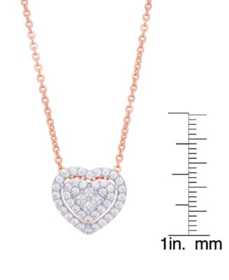Cubic Zirconia Heart Necklace in Fine Rose Gold Plate or Fine Silver Plate