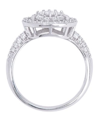 Cubic Zirconia Pear Halo Ring in Fine Gold Plate or Fine Silver Plate