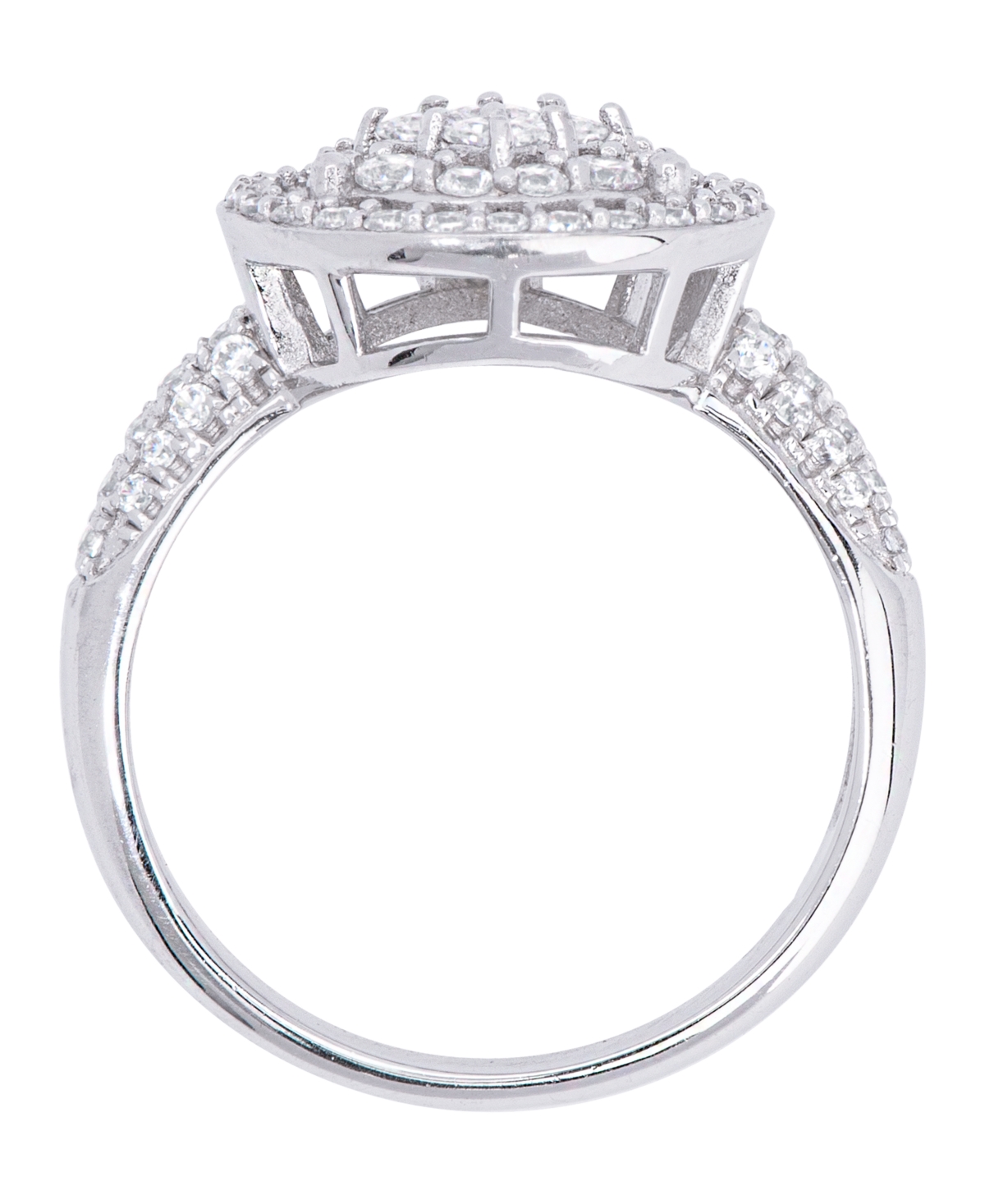 Cubic Zirconia Pear Halo Ring in Fine Gold Plate or Fine Silver Plate