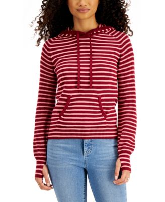 Style & Co - Striped Thumbhole Hooded Sweater