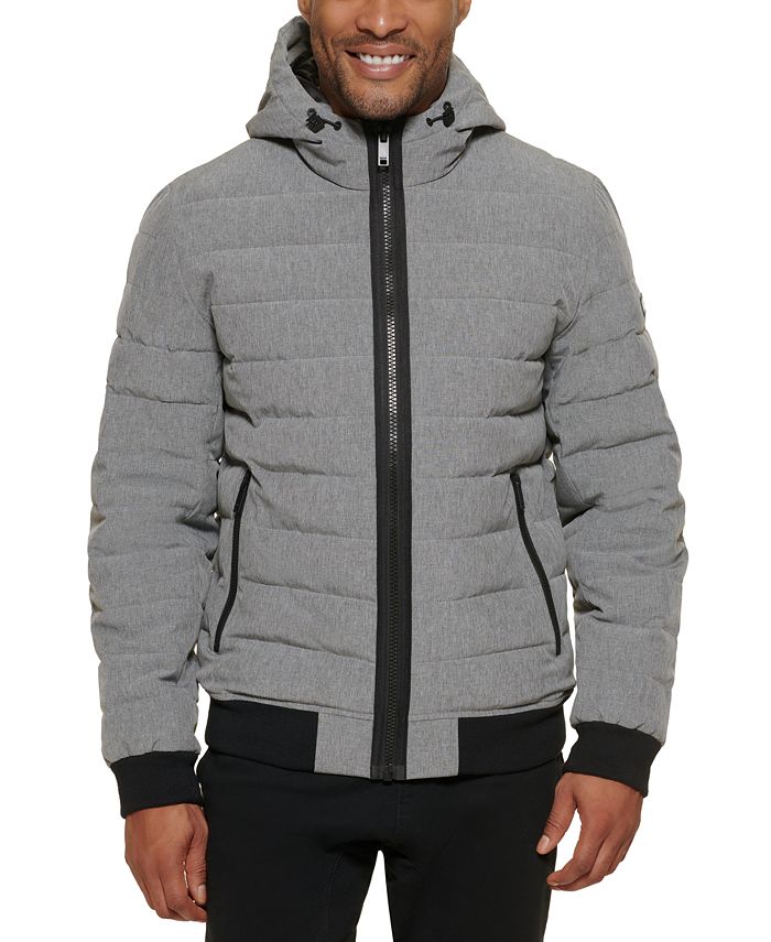 DKNY Men's Quilted Performance Hooded Bomber Jacket 