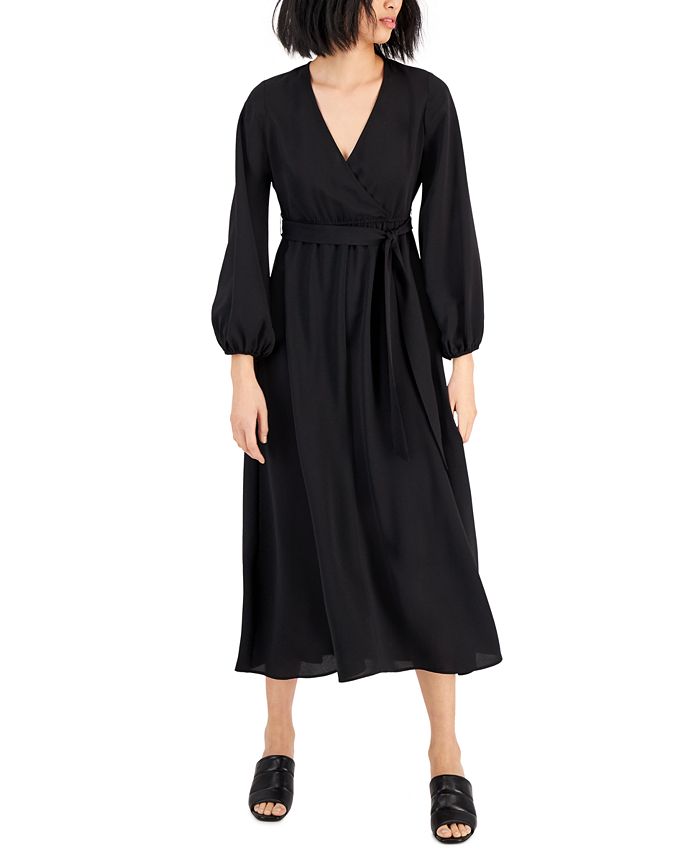 Alfani Petite Belted Faux-Wrap Dress, Created for Macy's - Macy's