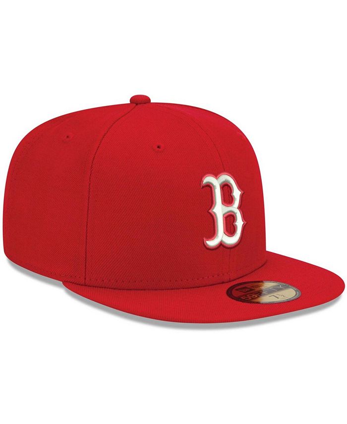 New Era Men's Red Boston Red Sox Logo White 59FIFTY Fitted Hat - Macy's