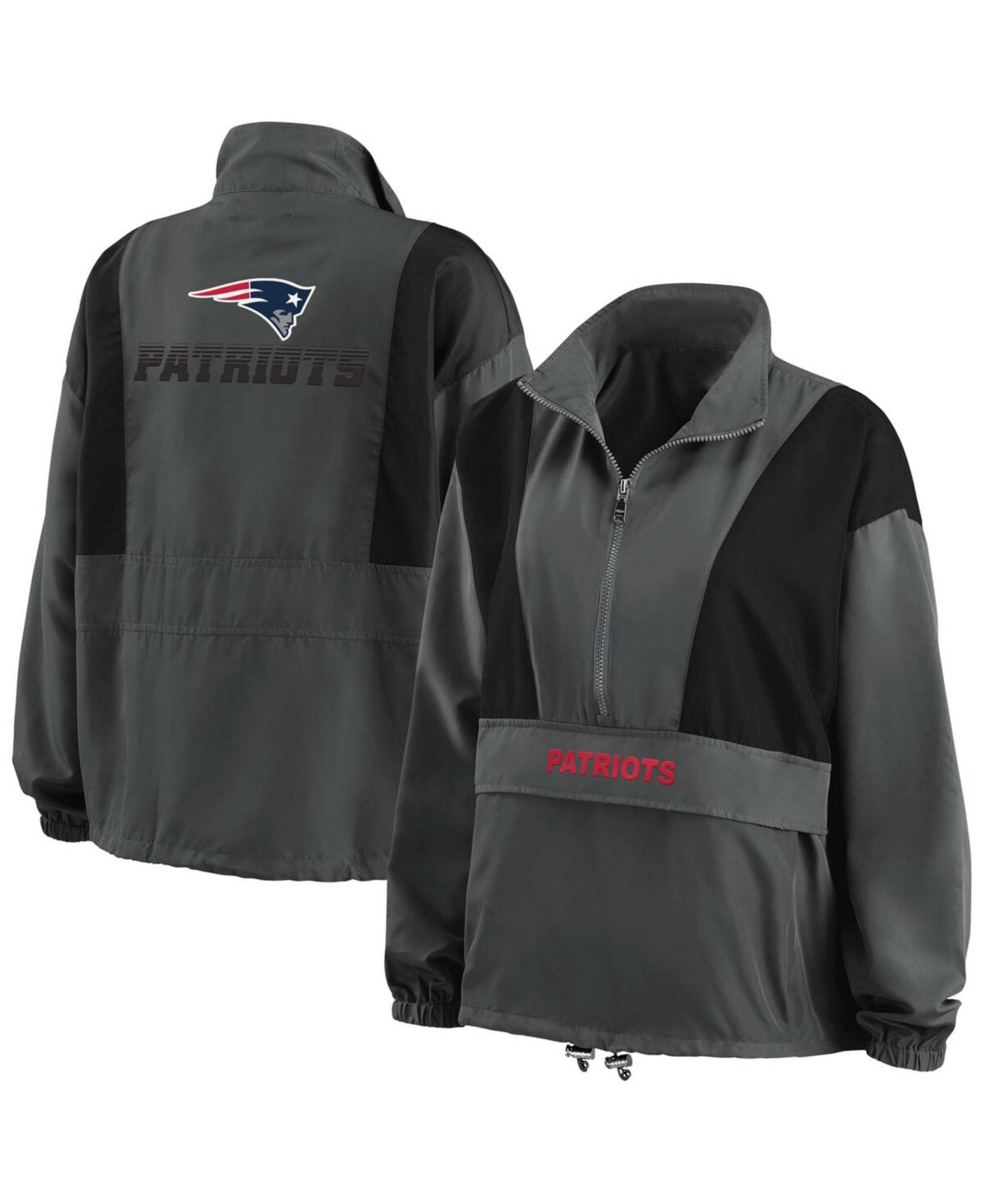 Women's Charcoal New England Patriots Popover Packable Half-Zip Jacket - Charcoal