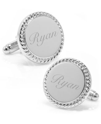 Ox and Bull Trading Co. Stainless Steel Rope Border Round Engravable Cufflinks