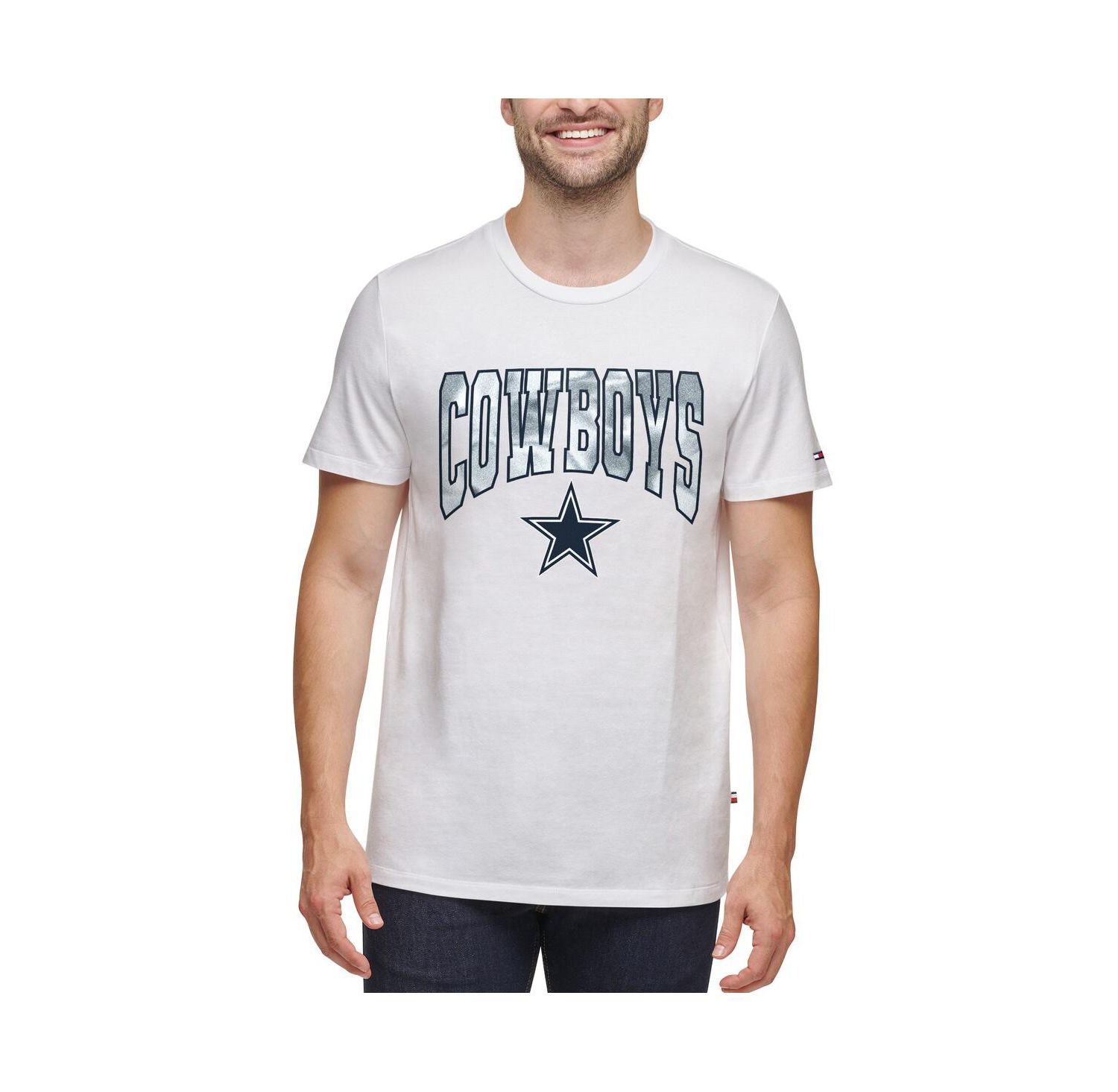 Men's White Dallas Cowboys Embroidered Patch T-shirt