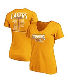 Women's Gold Los Angeles Lakers 2020 Nba Finals Champions Streaking Dunk V-Neck T-Shirt