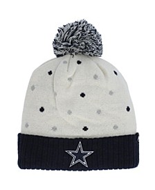 Girls Cream and Navy Dallas Cowboys Dizzy Dot Cuffed Knit Hat with Pom